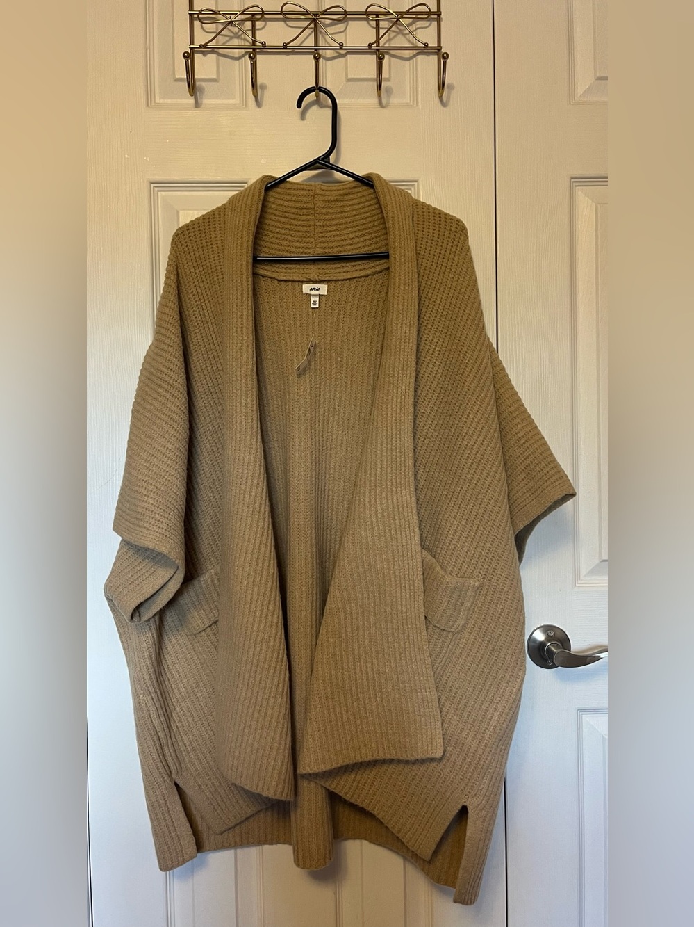 aerie Oversized Open-Front Cardigan in Camel Brown